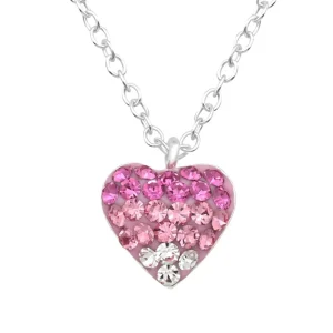 Lasten hopeakaulakoru, Sparkly Heart -vaaleanpunainen sydänkaulakoru