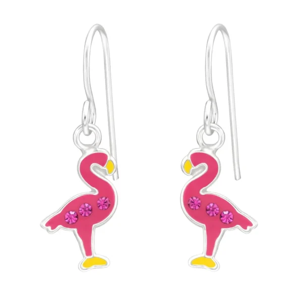 Lasten hopeakorvakorut, Flamingo -pinkit korvakorut