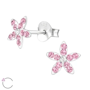 Lasten hopeakorvakorut, LA CRYSTALE, Pink Flower