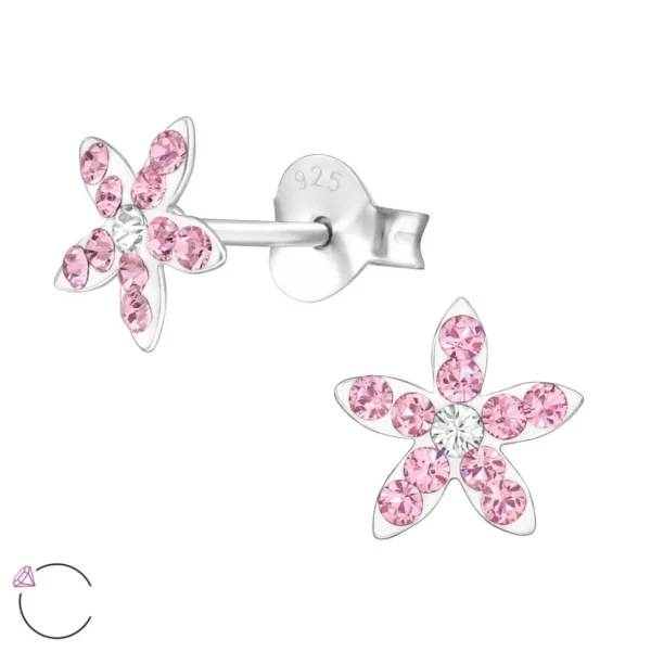 Lasten hopeakorvakorut, LA CRYSTALE, Pink Flower