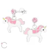 Lasten hopeakorvakorut, LA CRYSTALE | Pink Unicorn -yksisarviskorvakorut