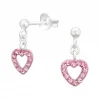 Lasten hopeakorvakorut, Mini Pink Heart -sydänkorvakorut