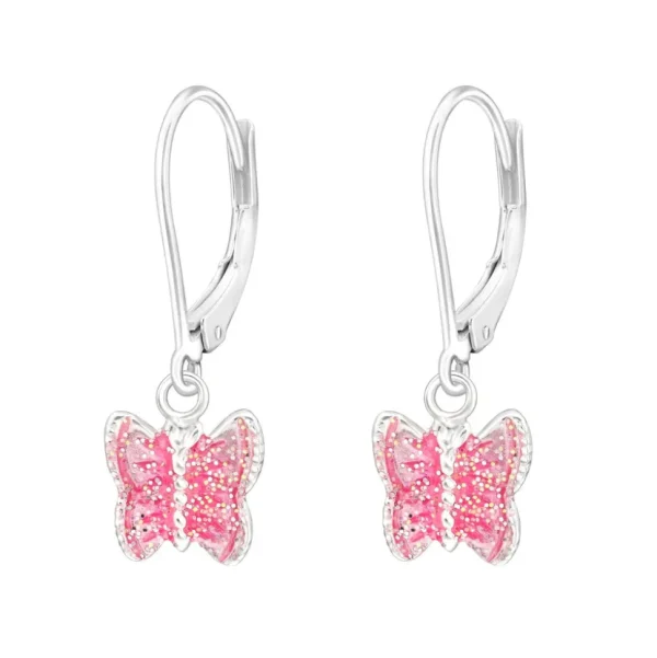 Lasten hopeakorvakorut, Shiny Butterfly -pinkit perhoskorvakorut
