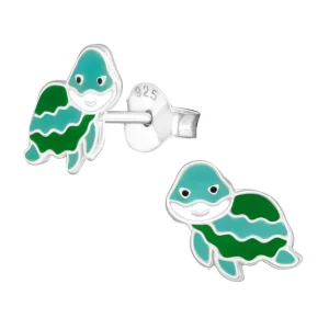 Lasten hopeakorvakorut, Turtle -kilpikonnakorvakorut