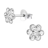 Lasten hopeanapit, Clear Sparkly Flower -kirkkaat kukkakorvakorut