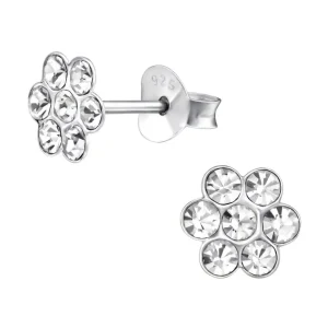 Lasten hopeanapit, Clear Sparkly Flower -kirkkaat kukkakorvakorut