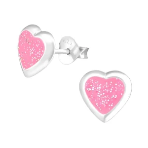 Lasten hopeanapit, Cute Heart -vaaleanpunaiset sydänkorvakorut