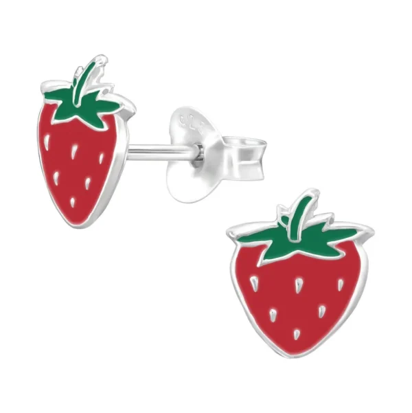 Lasten hopeanapit, Light Strawberry -mansikkakorvakorut