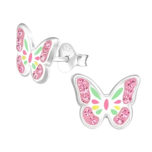 Lasten hopeanapit, Pink Butterfly -vaaleanpunaiset perhosnapit