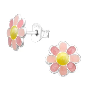 Lasten hopeanapit, Pink Daisy -vaaleanpunaiset kukkakorvakorut