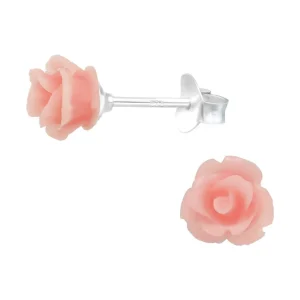 Lasten hopeanapit, Pink Rose -vaaleanpunaiset ruusukorvakorut