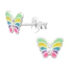 Lasten hopeanapit, Rainbow Butterfly -värikkäät perhoskorvakorut
