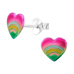 Lasten hopeanapit, Rainbow Heart -metallinhohtoiset sydänkorvakorut