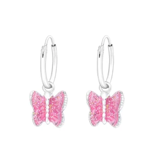 Lasten hopearenkaat, Shiny Butterfly -pinkit perhoskorvakorut