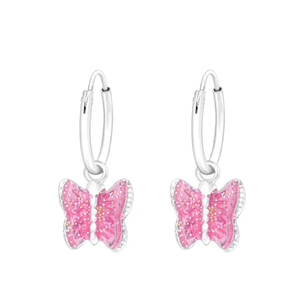 Lasten hopearenkaat, Shiny Butterfly -pinkit perhoskorvakorut