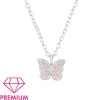 Lasten premium hopeakaulakoru, Butterfly -pinkki perhoskaulakoru