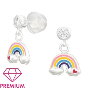 Lasten premium hopeakorvakorut, Rainbow -sateenkaarikorvakorut