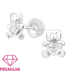 Lasten premium hopeanapit, Teddy -kimaltavat nallekorvakorut