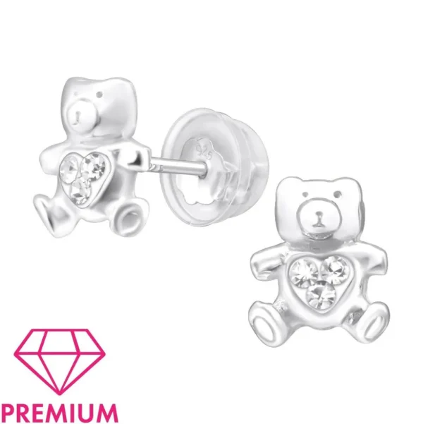 Lasten premium hopeanapit, Teddy -kimaltavat nallekorvakorut