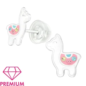 Lasten premium hopeanapit, Llama -värikkäät laamakorvakorut