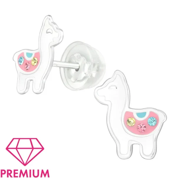 Lasten premium hopeanapit, Llama -värikkäät laamakorvakorut