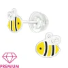 Lasten premium hopeanapit, Bumblebee -mehiläiskorvakorut