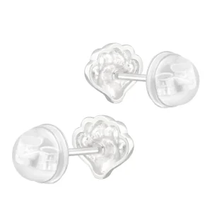 Lasten premium hopeanapit, Lilac Shell -liilat simpukkakorvakorut
