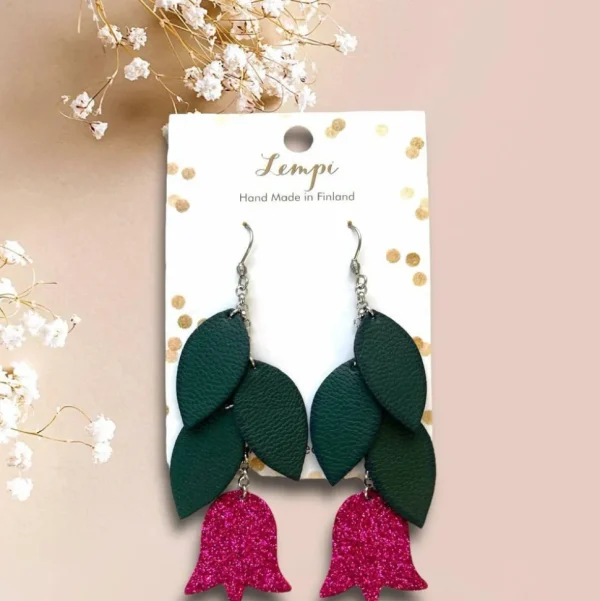 LEMPI®-korvakorut, Frida (vihreä, fuchsia kimallus)
