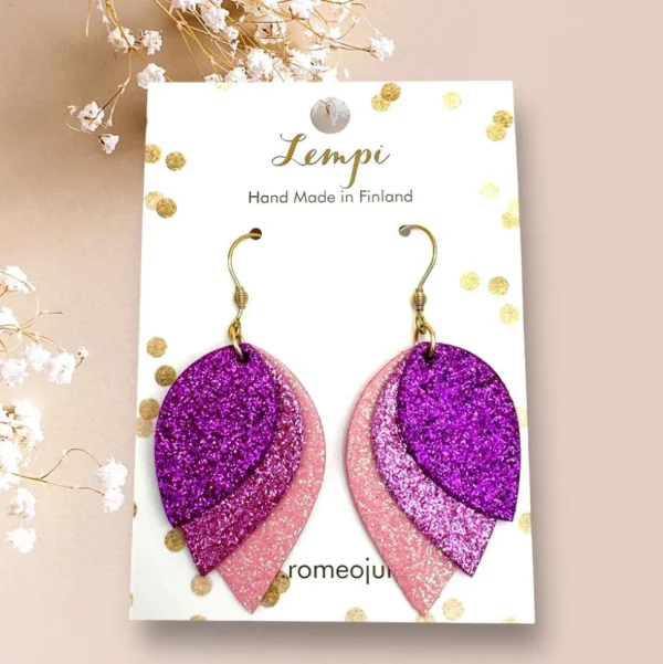 LEMPI®-korvakorut, Hehku (monisävyinen pinkki kimallus, koukku)