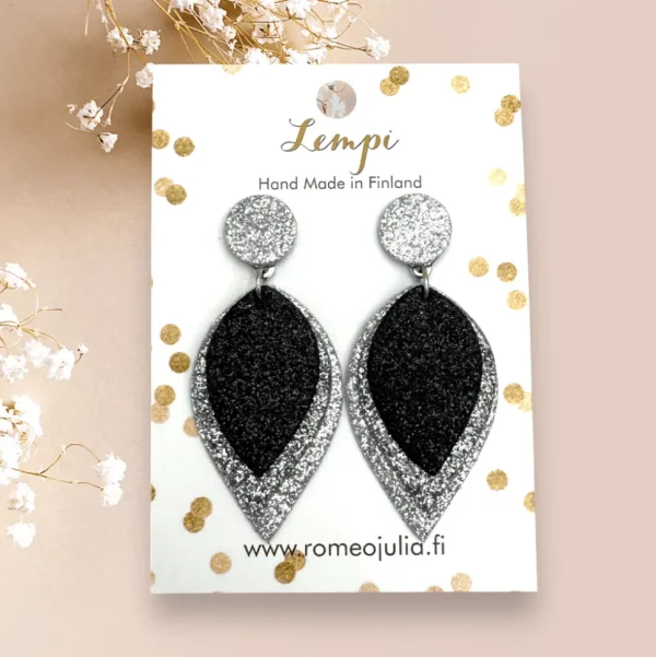 LEMPI®-korvakorut, Hohde (hopea-musta kimallus)