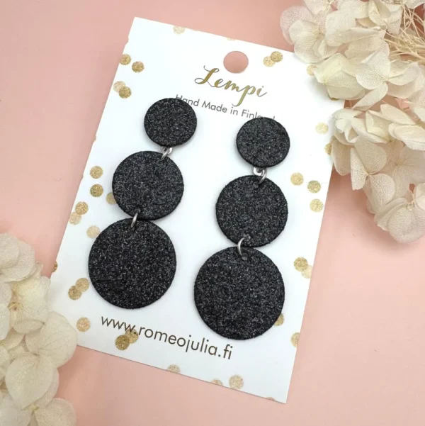 LEMPI®-korvakorut, Ilona (musta kimallus)