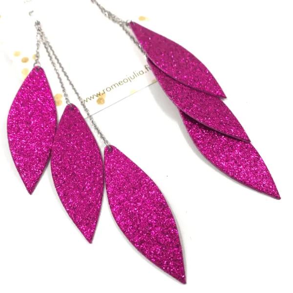 LEMPI-korvakorut, Laura (fuksia glitter, kolmiosainen)