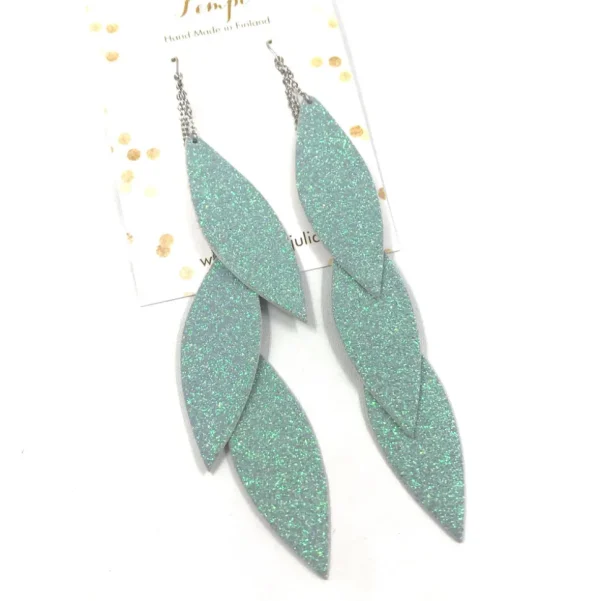 LEMPI-korvakorut, Laura (minttu glitter, kolmiosainen)