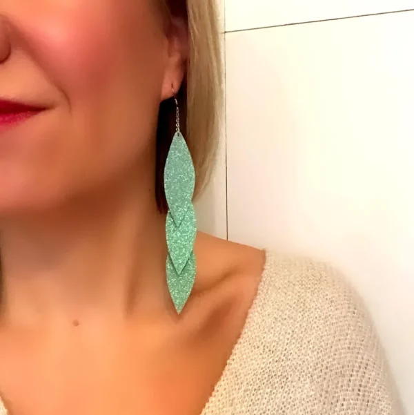LEMPI-korvakorut, Laura (minttu glitter, kolmiosainen)