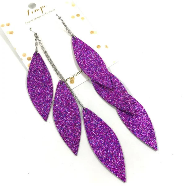 LEMPI-korvakorut, Laura (multicolor violetti glitter, kolmiosainen)