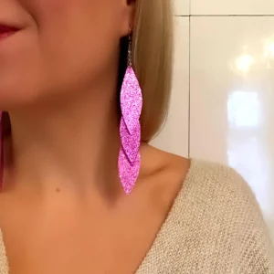 LEMPI-korvakorut, Laura (pinkki glitter, kolmiosainen)