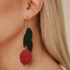 LEMPI-korvakorut, Lehdellinen tulppaani (vihreä, punainen glitter)