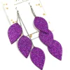 LEMPI-korvakorut, Lehdet (3-os, multicolor violetti glitter)