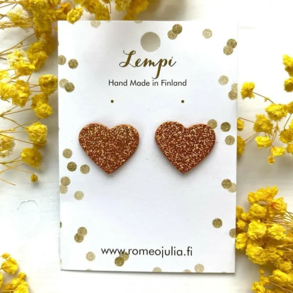LEMPI®-korvakorut, Lempi -kimaltavat oranssit sydänkorvakorut
