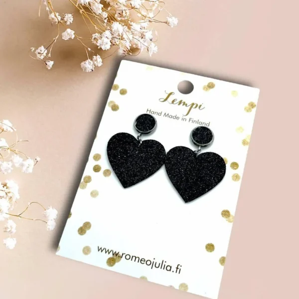 LEMPI®-korvakorut, Lempi (nappi, musta glitter)