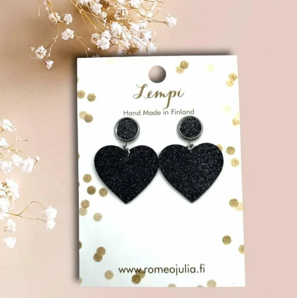 LEMPI®-korvakorut, Lempi (nappi, musta glitter)