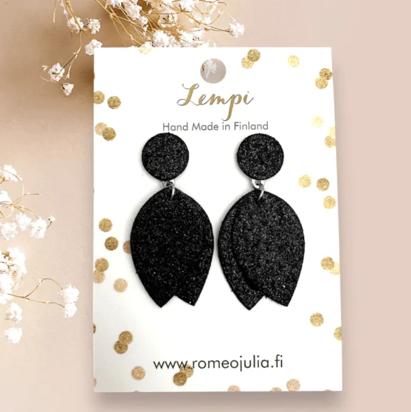 LEMPI®-korvakorut, Nuppu (musta glitter)