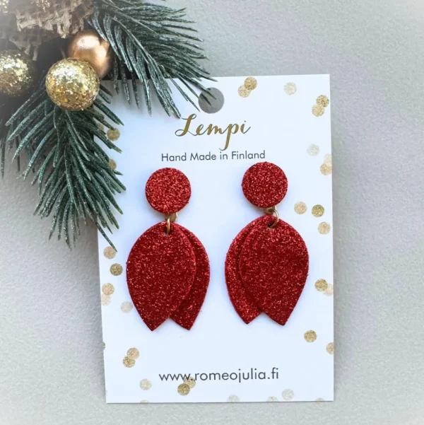 LEMPI®-korvakorut, Nuppu (punainen kimallus)