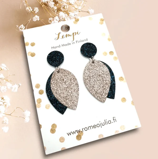 LEMPI®-korvakorut, Nuppu (sini-ruusukulta glitter)