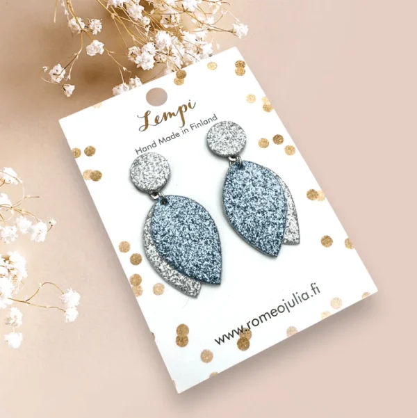 LEMPI®-korvakorut, Nuppu (sini-hopeinen glitter)