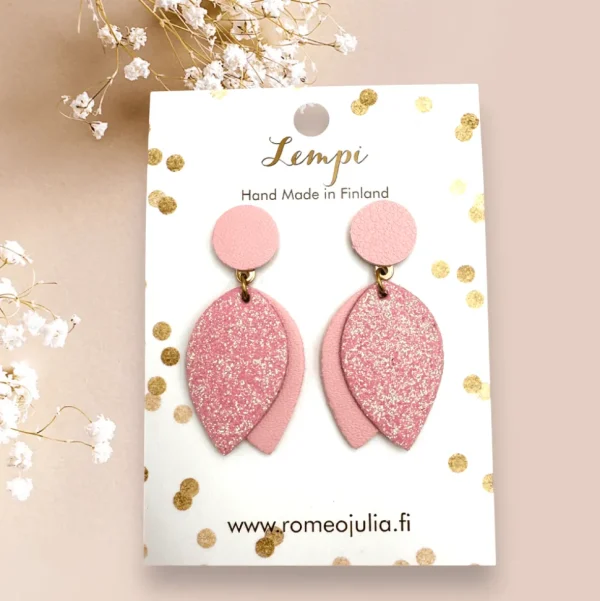 LEMPI®-korvakorut, Nuppu (vaaleanpunainen glitter)