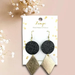 LEMPI-korvakorut, Perjantai (musta glitter, ruusukulta)