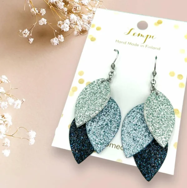 LEMPI-korvakorut, Pikku Vilja (monisävyinen sininen glitter)