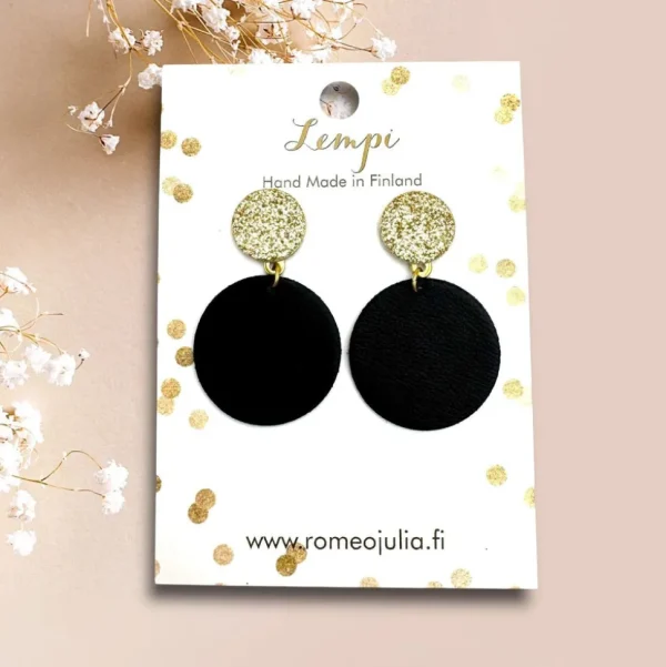 LEMPI®-korvakorut, Seela (musta / kulta kimallus)