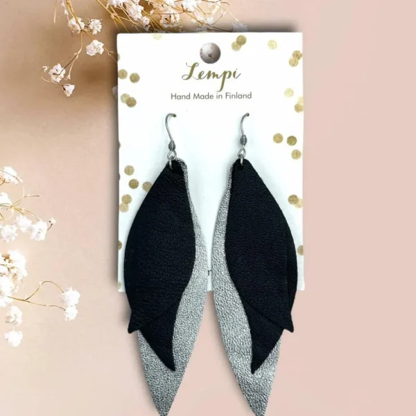 LEMPI®-korvakorut, Siivet (titaani - musta, nahka)
